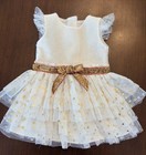 American Girl 18    Doll Gold Sparkle Party Dress Shoes Purse Holiday Outfit