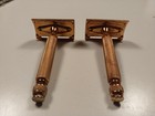 Vintage Gillette Regus Safety Razor Gold Tone - Double Sided - Lot Of 2