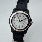 Vintage Swiss Army Quartz Watch Women 100m Silver Green Canvas Date New Battery