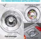 Upgraded 3 In 1 Kitchen Sink Drain Strainer And Stopper 304 Stainless Steel Anti