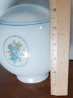 Vintage Milk Glass Globe Lamp Shade Blue Roses White Floral 6 X 6