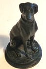 Pair Of Antique Bronze Sitting Dogs Sculptures Signed Barye 6 1 4  High