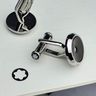Montblanc Star Cufflinks Round Shape In Stainless Steel With A Black Resin Inlay