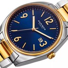 Akribos Xxiv Ak957ttg Quartz Classic Two Tone Blue Dial Date Subdial Mens Watch