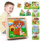 Wooden Block Puzzles For Kids  Ages 2-4  6-in-1 Montessori Educational Animals