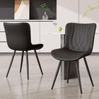 Modern Armless Dining Chairs Set Of 2 Faux Leather Accent Metal Lounge Chair
