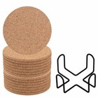 Set Of 16 Cork Coasters Absorbent With Holder Drink Coffee Tea Cup Pad Mat Decor