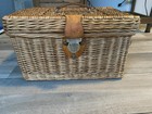Vintage Large Wicker Basket With Leather Buckle