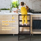 Kids Kitchen Step Stool Wooden Toddler Stand Helper W  Safety Rail Brown