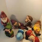 Vintage 1970 s Garden Gnomes 7 Piece Hand-painted Ceramic Standing Multicolor 