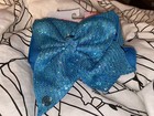 Nwt Jojo Siwa Turquoise Sequin Large Signature Hair Bow Cheer Dance  Pageant New