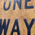 Real Retired Obsolete Embossed One Way Arrow Road Street Traffic Sign Vintage