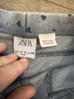 Zara Pants Girls 4-5 Gray Heart Print Jeggings Stretch Skinny Pull On