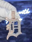 2 3ct Round Moissanite Men s Initial  d  Letter Pendant 14k Two Tone Gold Plated