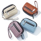 Womens Small Leather Wallet Wristlet Purse Leather Purse Card Holder Zip Clutch