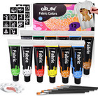 Fabric Paint Set For Clothes 12 Colors - Permanent Textile Paint Kit For Shoe   