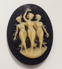 3 Vintage Dancing 3 Ladies Muses Graces 40x30mm  Oval Jet Black Resin Cameos 167