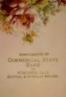 Windsor Illinois  Early 1900 Era  Advertising Plate  Commercial State Bank
