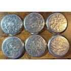 6 Vintage Hand Forged Everlast Hammered Metal Coasters Pine Cones And Branches