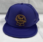 Pbr Pabst Blue Ribbon Beer Snapback Trucker Baseball Hat Mens Foam Front Purple