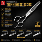 Professional Hair Cutting Thinning Scissors 6in Barber Salon Shears 440c Steel