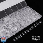 Short Coffin Nail Tips 1008pcs Full Cover Fake Nail Half Matte Press On Nails