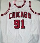 Dennis Rodman Signed Auto Chicago White Basketball Jersey Silver Ink Beckett Aut