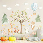 Watercolor Tree Animal Wall Stickers Forest Animals Wall Sticker Baby Room Decor