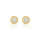 14k Solid Yellow Gold Cz Stud Earrings