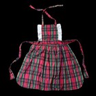 Vintage Full Apron Red Green Plaid 1980s Made In Usa Christmas Tie Back Neck