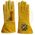 Masonic Regalia Knight Templar Genuine Leather Yellow Gloves Pair Ceremonial