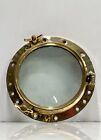 Large Vintage Brass Ship Porthole Window With 2 Dogs - Reclaimed Maritime D  cor