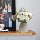 11 8  Artificial Flowers In Ceramic Vase Silk Flower Bouquet White Color