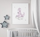 Purple Dinosaur Nursery Wall Art Baby Girl Room D  cor Poster Pictures Posters