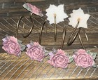 Floral Pink green Vintage Rose Shower Curtain Hooks   Gold Hook Set Of 13