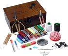 Vintage Wooden Sewing Kit Box - Complete Repair Set With Accessories For All