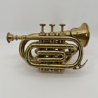 Vintage Brass Pocket Cornet Pocket Trumpet 3 Valve Unmarked Complete Instrument