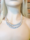 Women s Double Layer Crystal Silver Wedding Fashion Necklace Earring Set