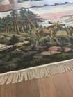 Vintage European Germany Woven Tapestry Wall Hanging Art Elk Stream Large 62x27