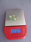 Vintage 14k Yellow Gold Translucent Green Jade Ball Stud Pierced Earrings 7 3mm