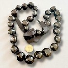 Hawaiian Kukui Nut Lei Necklace Black Ribbon Tie Island Jewelry