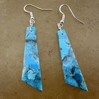 Santo Domingo Pueblo Turquoise Slab Dangle Earrings Native American Jewelry