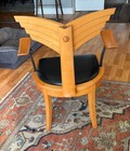 Genuine Georgetti Modern Beechwood Leather Arm Side Chair 1990 s