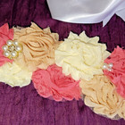 Bridal Sash Belt  Headband     Shabby Chic Roses With Satin Ribbon   Pearl Accents
