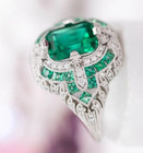 7ct Emerald Cut Simulated Green Emerald cz Women Fancy Ring 14k White Gold Over