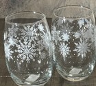 Set Of 4 Cristar Christmas Snowflake Wine Glasses Stemless Holiday 17 5 Oz