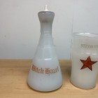 Witch Hazel   Sterilizer White Milk Glass Clambroth Apothecary Barber Bottle Vtg