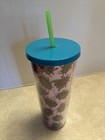 Very Rare Nwt Starbucks Beetle Tumbler Pink Cold Drink Venticup W  Straw And Lid