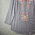 Solitaire Tunic Top Shirt Dress Women Large Embroidered Long Sleeve Gray