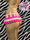 Neon Pink White Pleated Micro Mini Skirt Exotic Dancer Rave Festival Lingerie